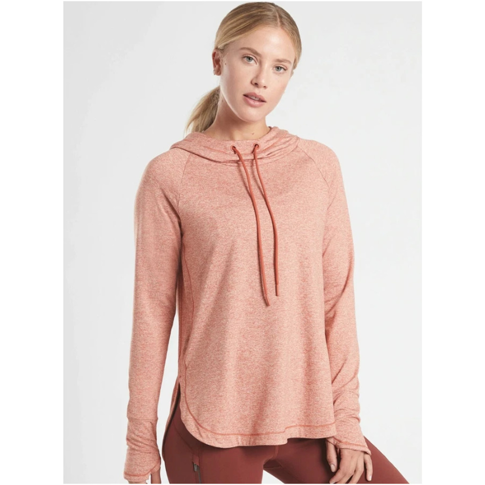 Athleta Uptempo Hoodie Sweatshirt Womens Large Cameo Orange Athleisure 382882 - Picture 1 of 13